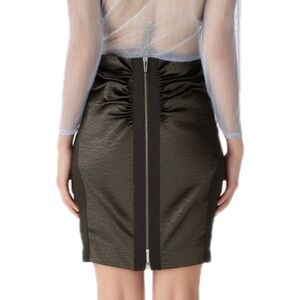 Bebe Black Satin Ruched Pencil Skirt with Back Zipper Detail Size 4